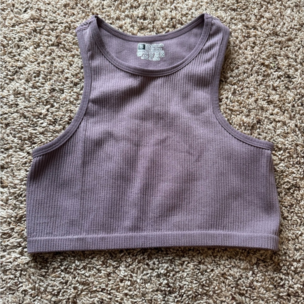 SHEIN Purple Ribbed Crop Top